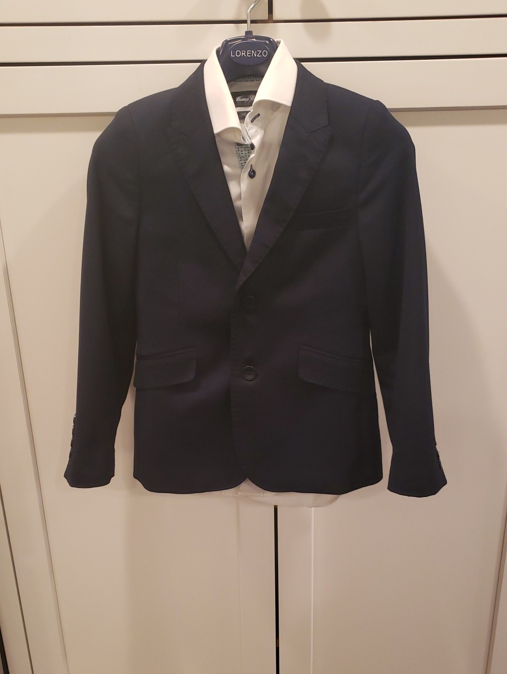 David Oliver Navy Boys' Single-Breasted Blazer And White Shirt From Bianco Bianc